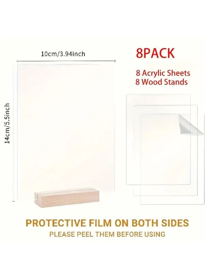 Transparent Acrylic Sign Board With Wooden Stand 3 94x5 5 Inches DIY Wedding Table Sign - Image 2